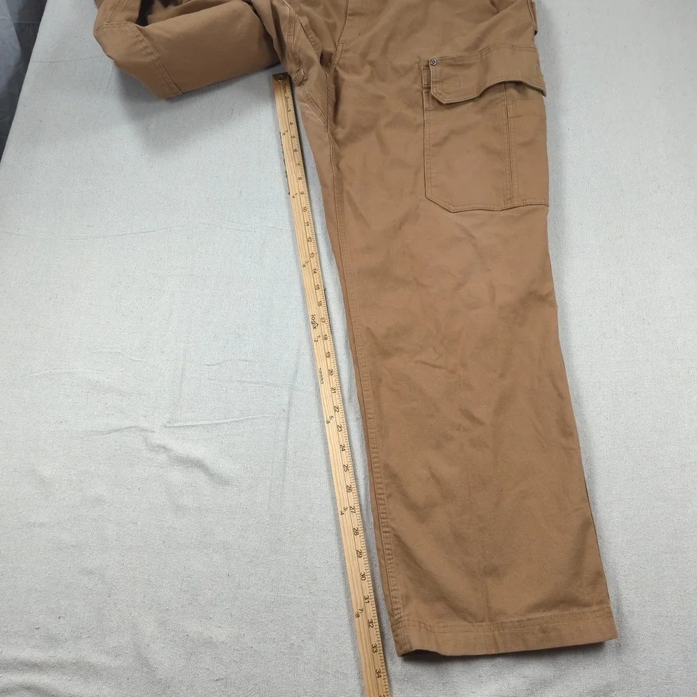 Duluth Trading Pants Mens 46x34 Khaki Flex Fire Hose Cargo Relaxed Utility